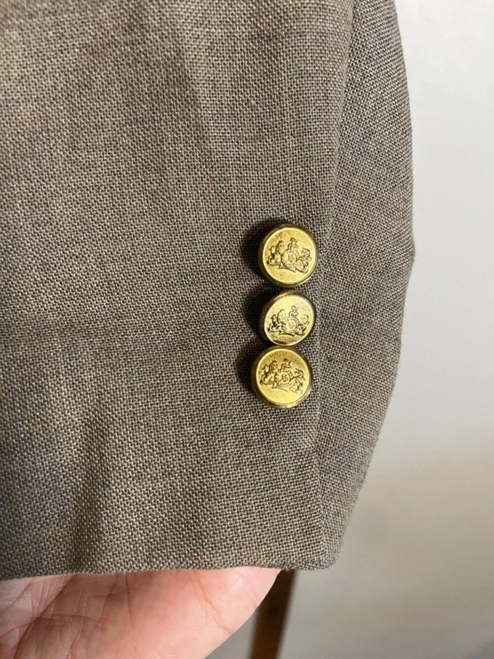 Neutral Wool Sport Jacket Brown 44R Preppy Wedding Formal Work Office Classic